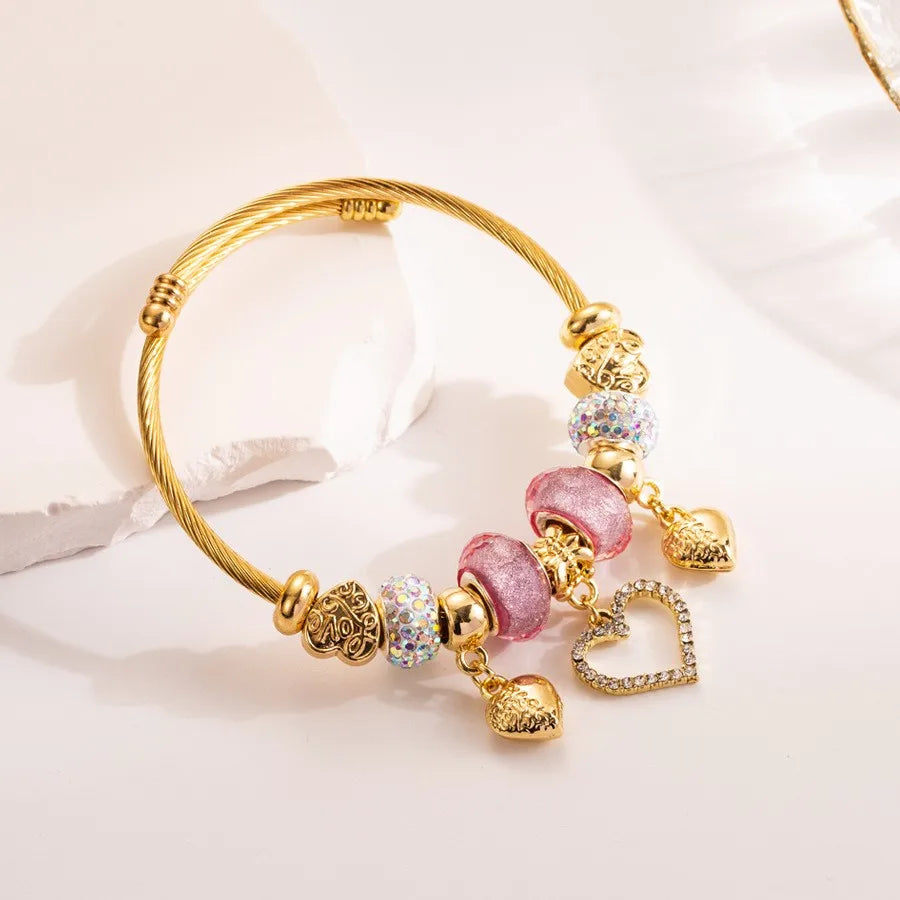 Love pendant with adjustable opening for women's bracelet