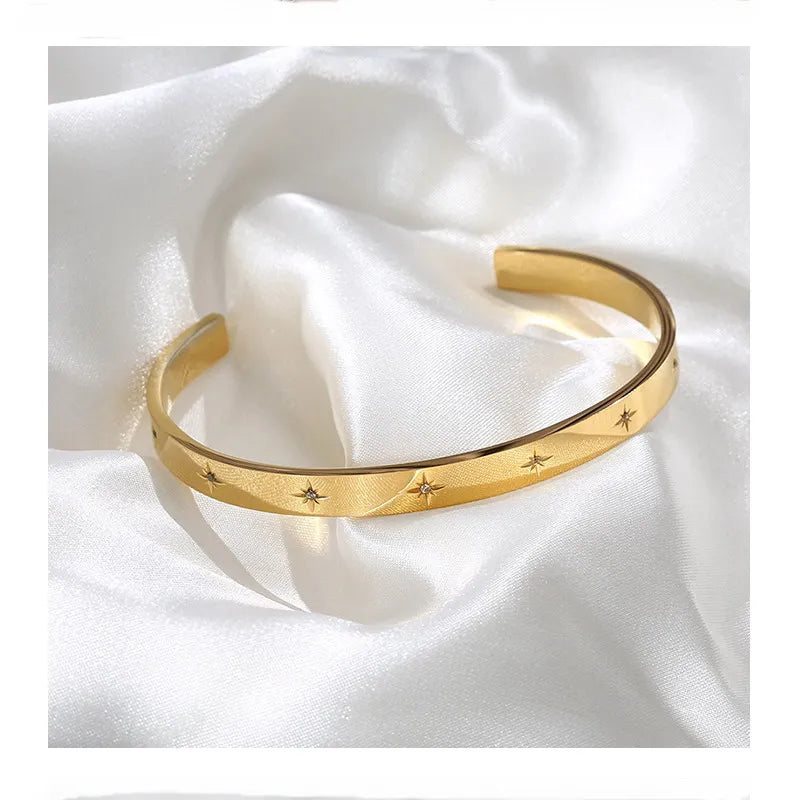 Waterproof Luxury Colorful Cubic Zirconia Bangles Stainless Steel