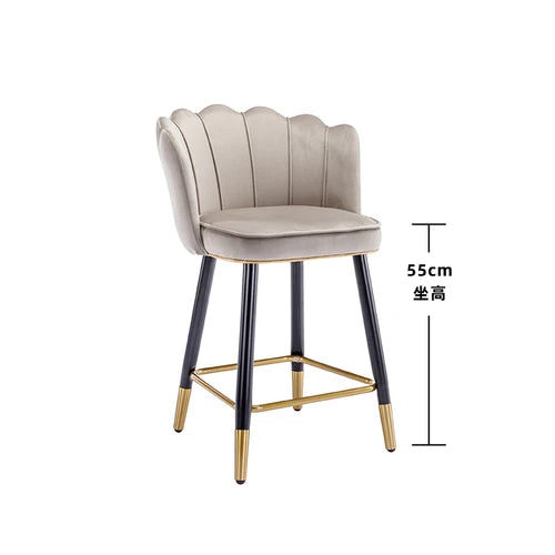 Leather High Bar Chair Modern Nordic Luxury Blue