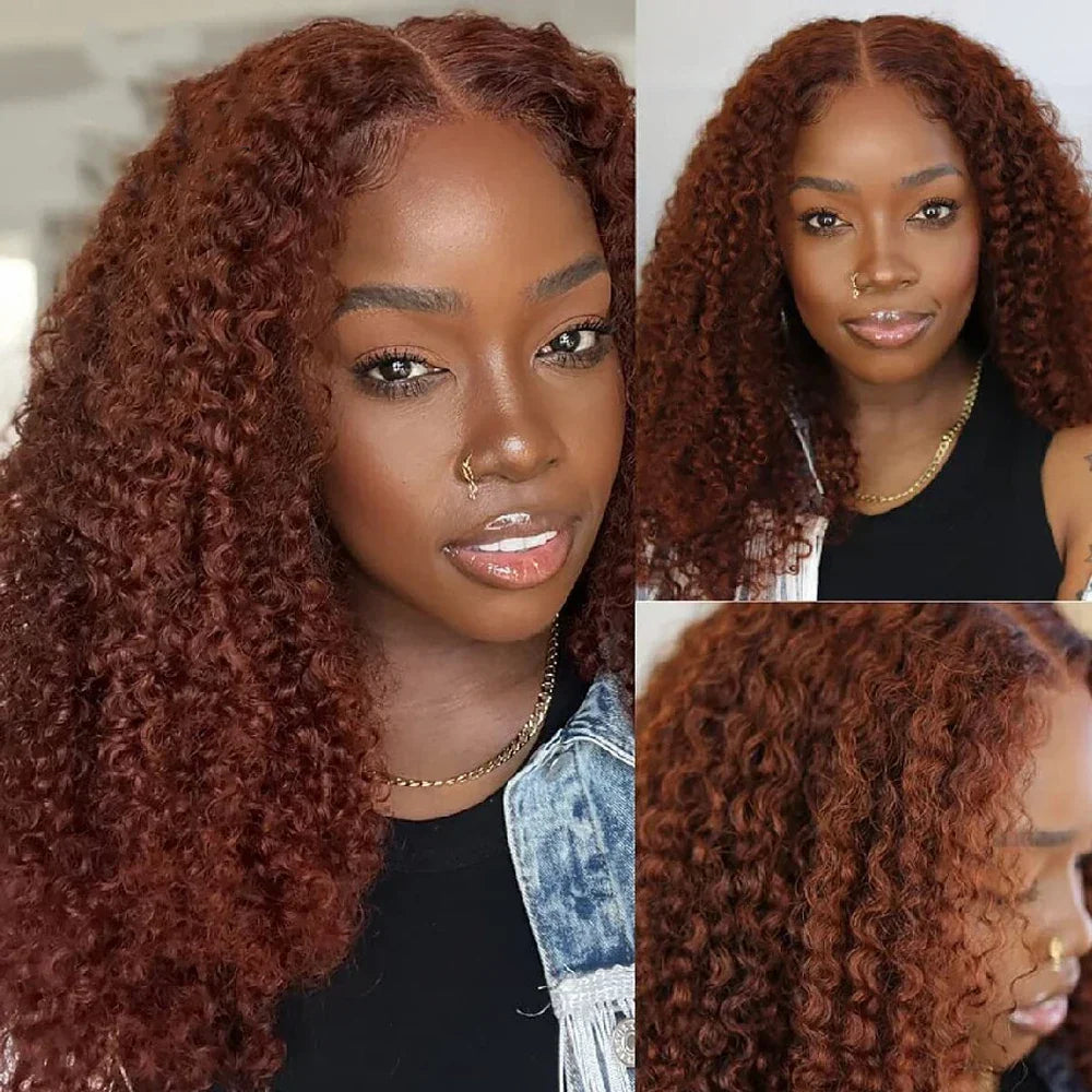 Reddish Brown Jerry Curly 13x4 Lace Front Wig