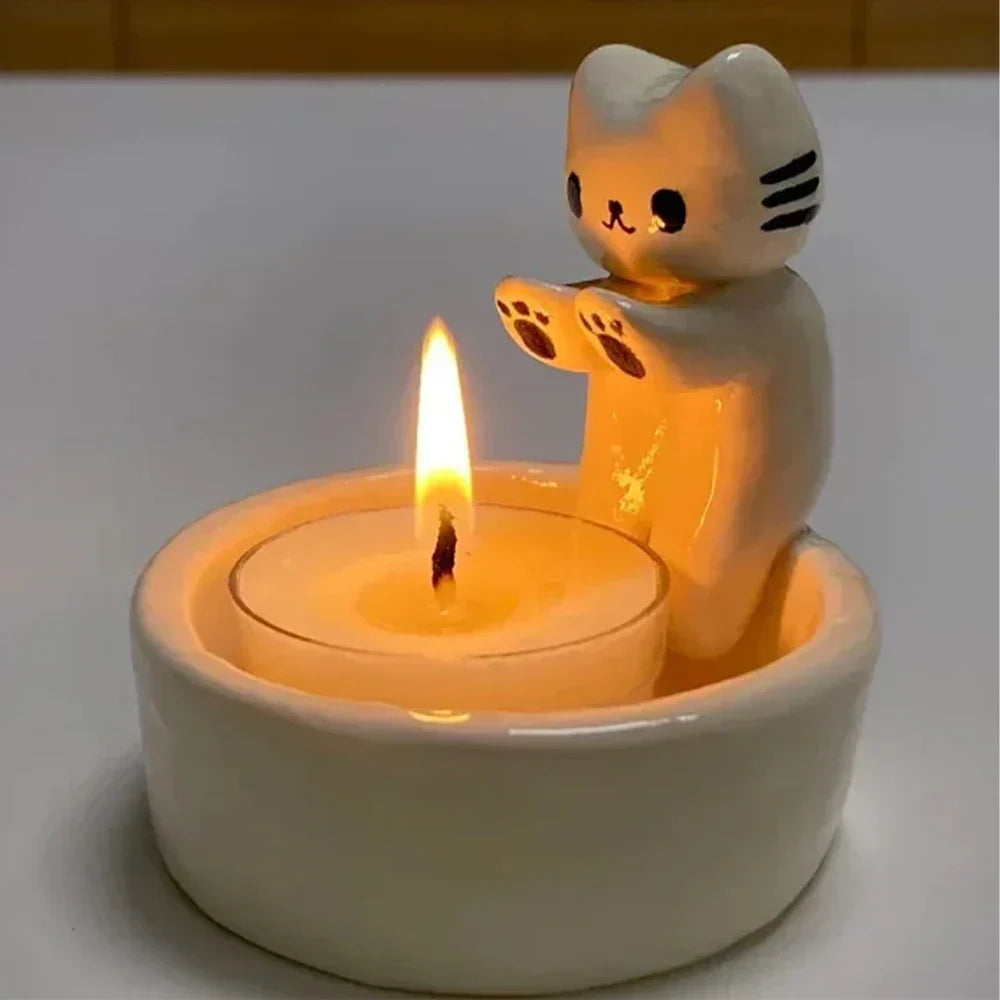Kitten Candle Holder Gypsum Mold DIY Handmade Storage