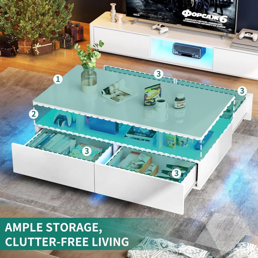 High Glossy LED Coffee Tables for Living Room,