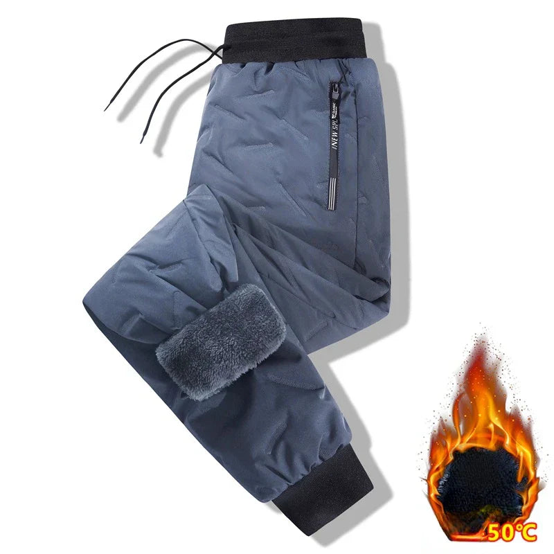 Winter Lamb down sports pants Thicken Sweatpants Men