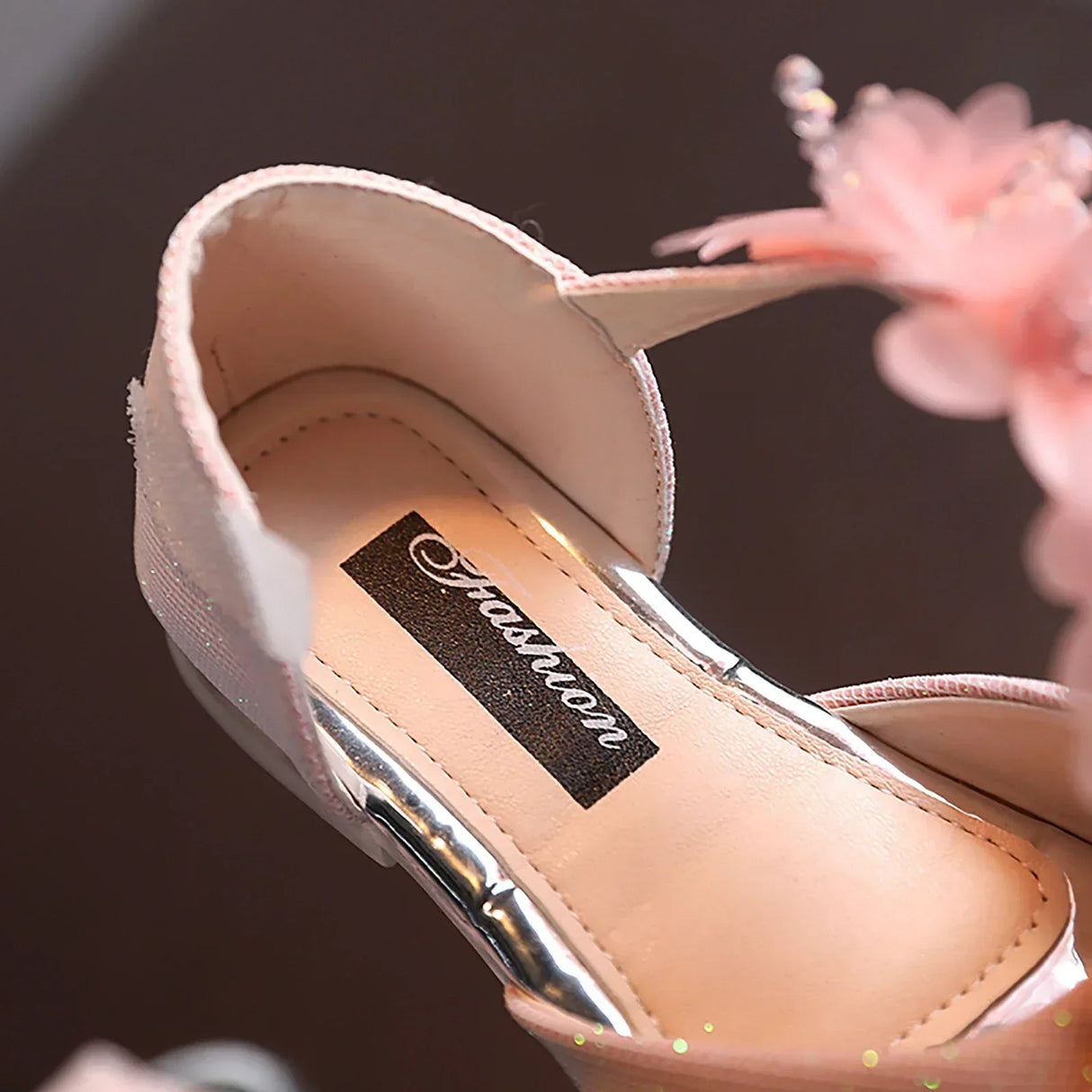Girls Rhinestone Flower Shoes Low Heel Flower Wedding
