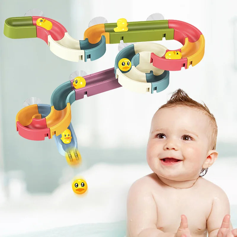 DIY Baby Bath Toys Marble Race Run Assembling