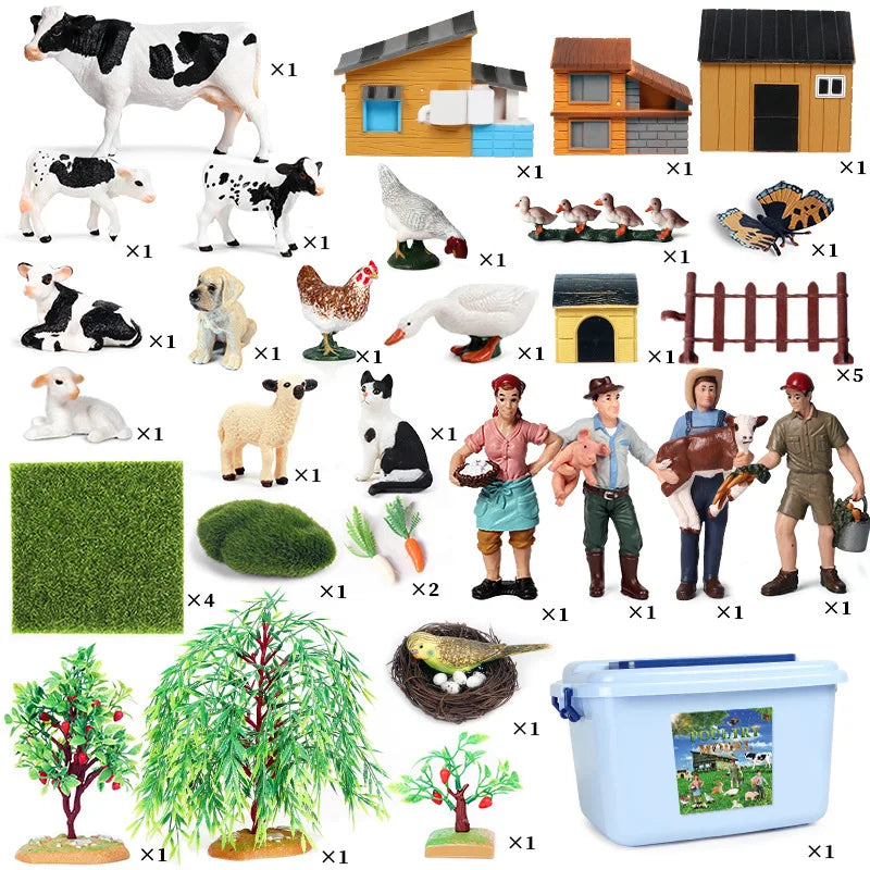 Oenux Farm House Model Action Figures Farmer Motorcycle