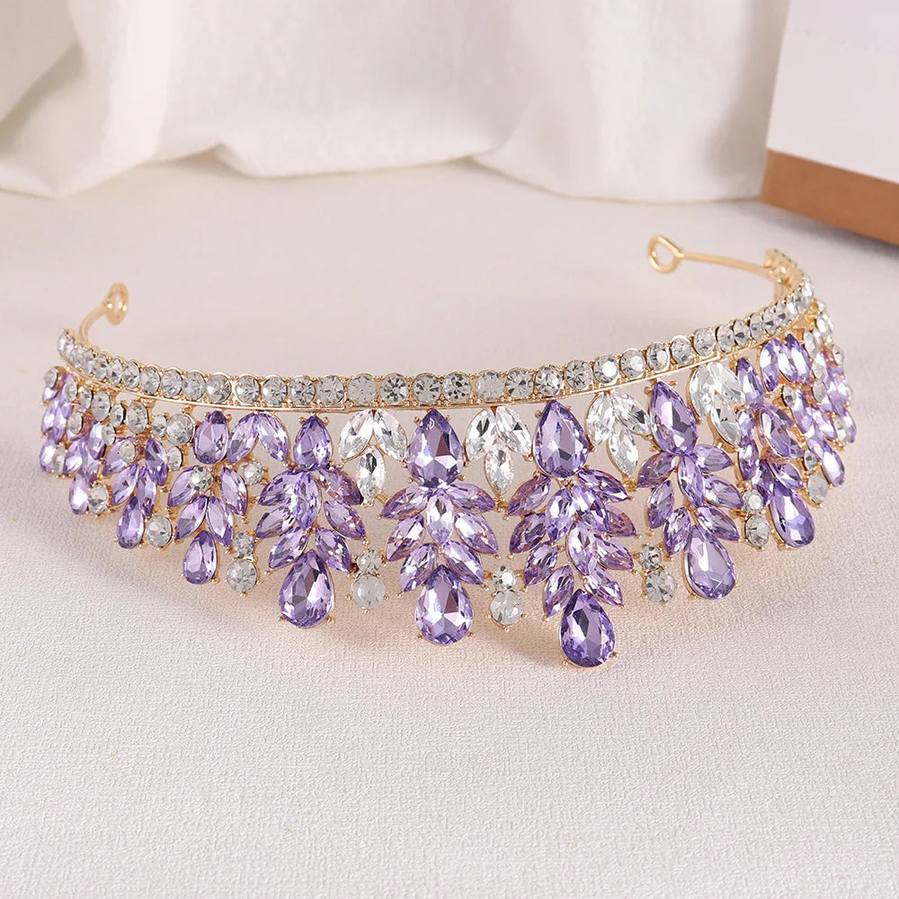 Baroque Green Opal Wedding Headband Crystal Bridal Crowns
