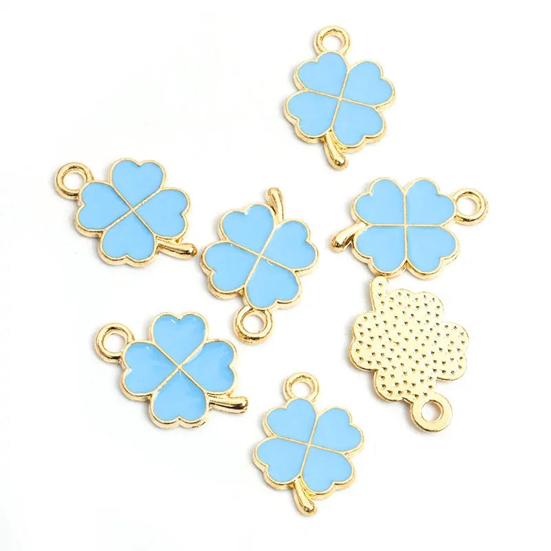Dopamine Fourleaf Clover Enamel Charms 20pcs DIY Necklace