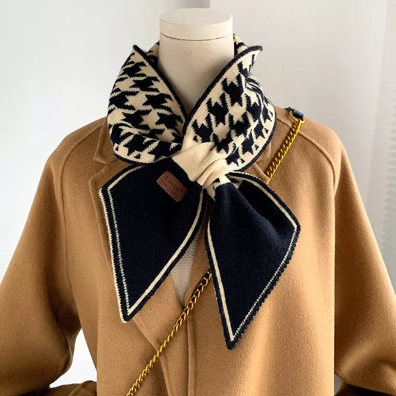 Warm Cashmere Neck Tie Scarf For Women Plaid