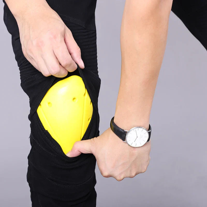 Double Zipper Metal Style Motorcycle Pants Men For Woman Outdoor Riding Jeans Motocross Moto Trousers With Protective Gear