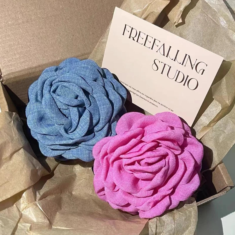 Fabric Rose Flower Crab Hair Clip Ins Popular