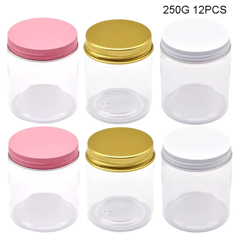 12Pcs Plastic Jar With Lids Clear Cosmetic Refillable