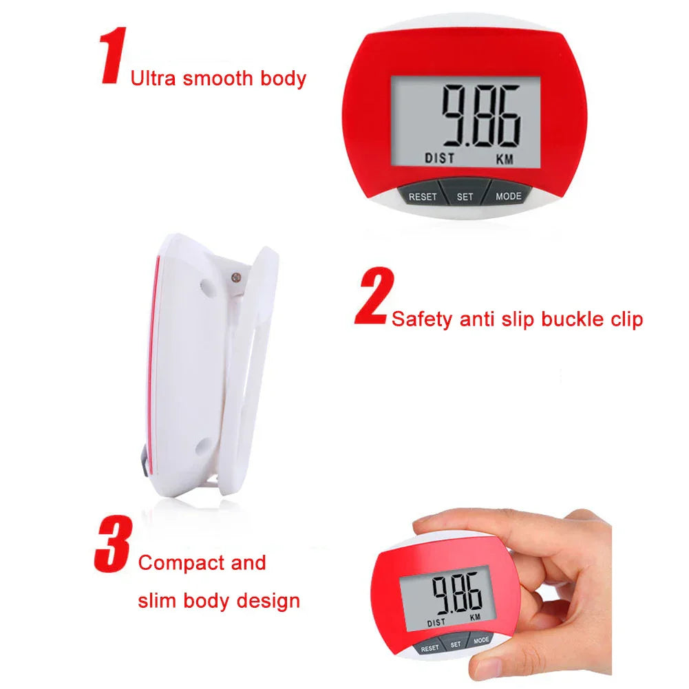 Portable Sport Pedometer Built-in Clip Movement Calories Counter