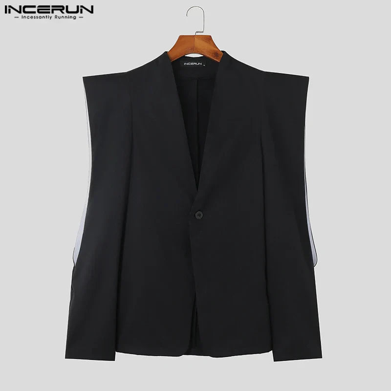 Men Blazer Solid Lapel Long Sleeve One Button