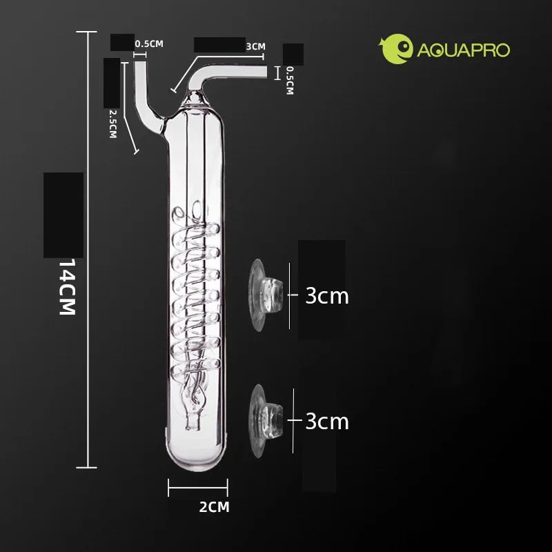 Aquapro Glass Spiral CO2 Diffuser Atomizer with Bubble
