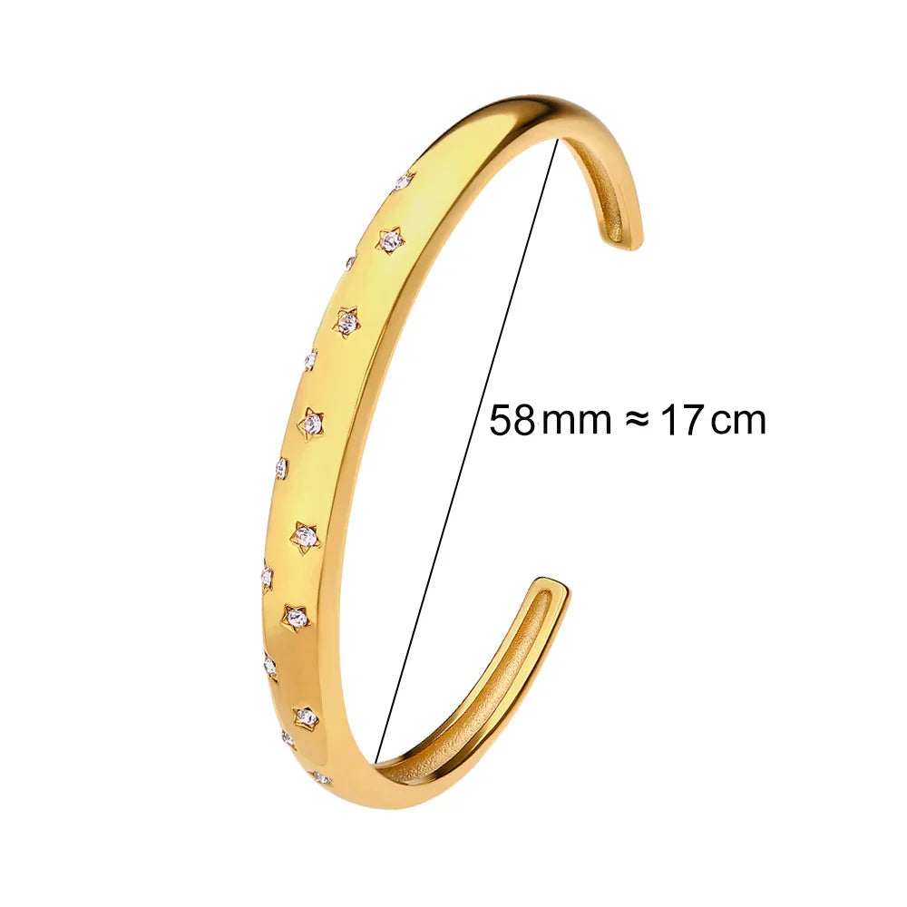 Waterproof Luxury Colorful Cubic Zirconia Bangles Stainless Steel