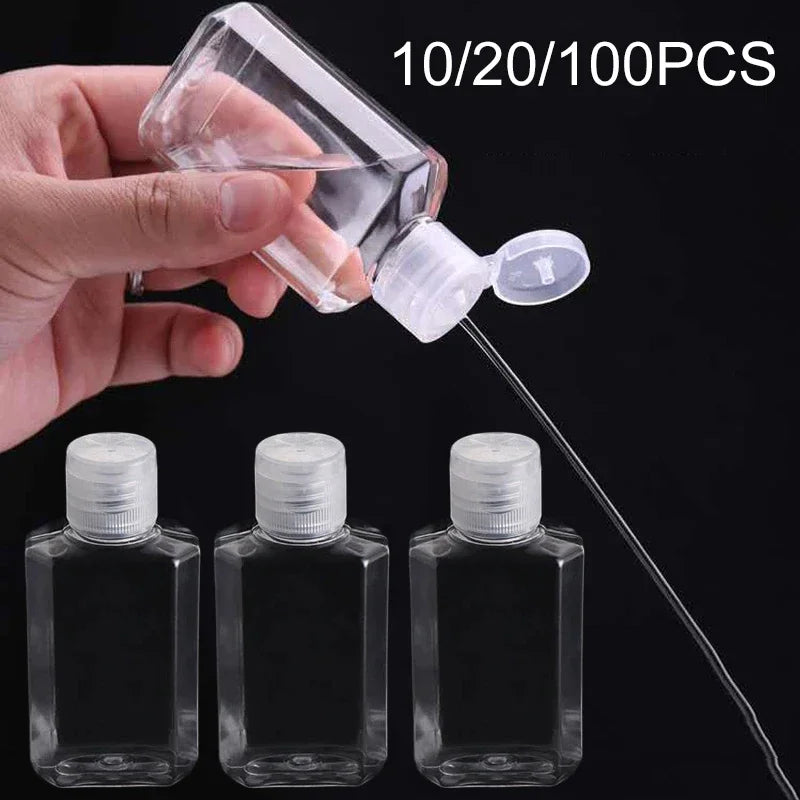 100/20/10Pcs Transparent Bottle With Flip Cap Plastic Hand