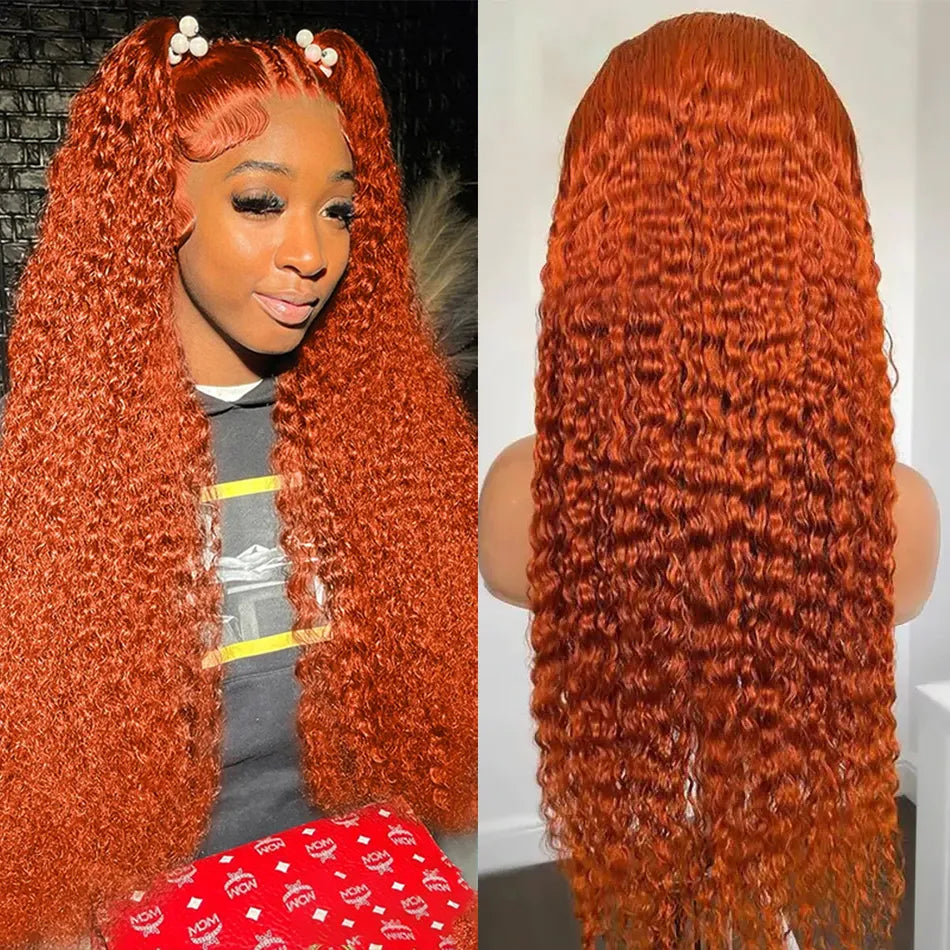 13x4 Deep Wave Orange Ginger Lace Front Wigs