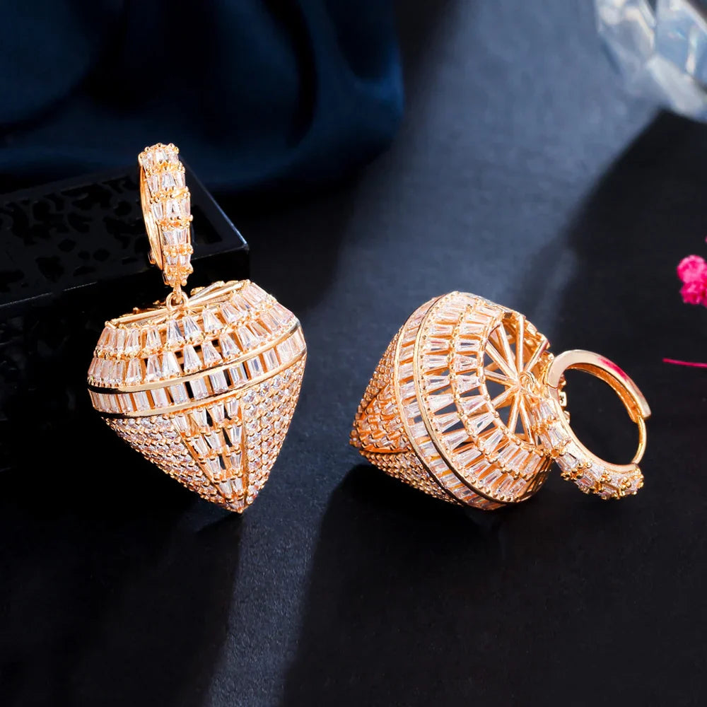 ThreeGraces Creative Cubic Zirconia Big Hanging Geometric CZ