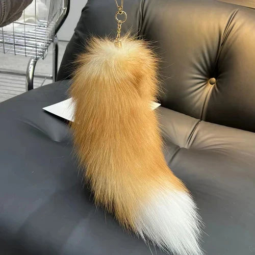 Real Fox Fur Tail Keychain Wolf Tail Fur