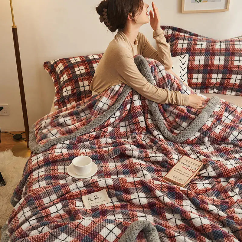Knit Blanket Throw Soft Chenille Yarn Knitted Blanket