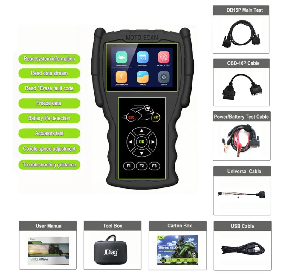 Motorbike Diagnostic Scanner JDiag M100 Pro Motorcycle Function