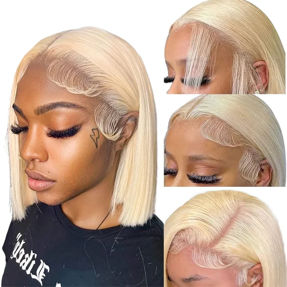 Blonde Bob Wigs Straight Short Human Hair 613
