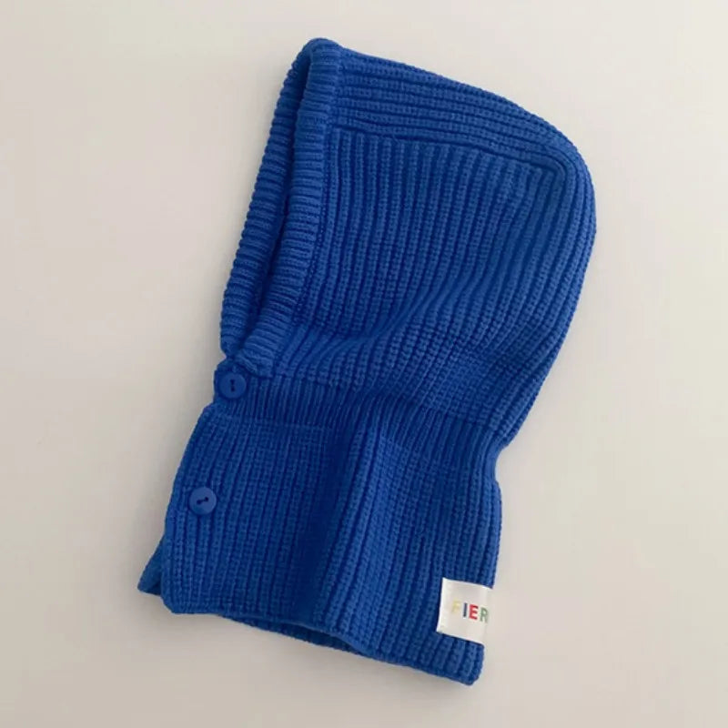Baby Knitted One-piece Cap Scarf Solid Color Warm