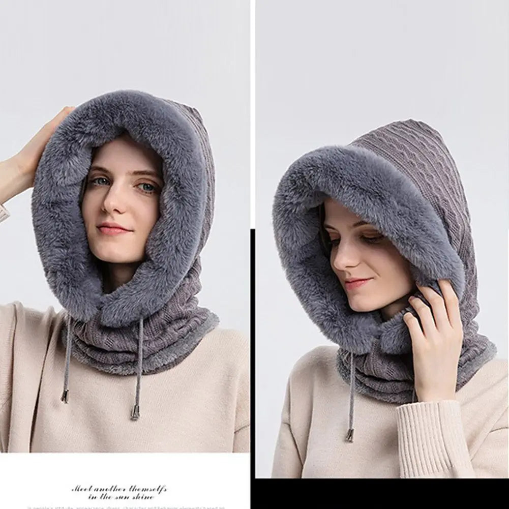 New Winter Women 3in1 Knitted Ski Hat with