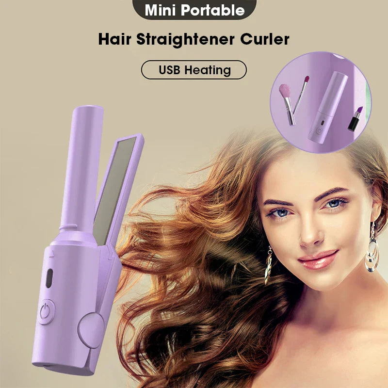 Hair Straightener Curler Comb Mini USB Plug in