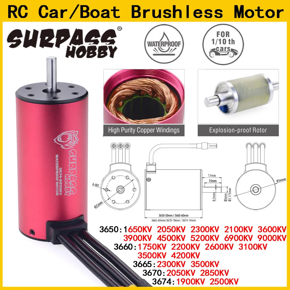 Surpass Hobby KK Waterproof Brushless Motor 1/8 1/10