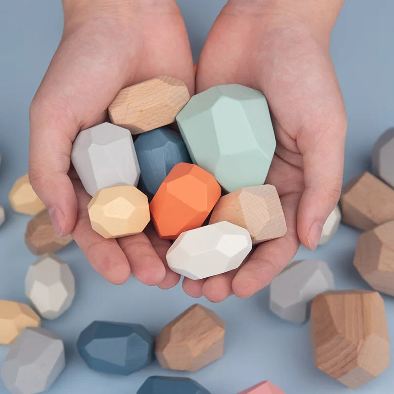 Rainbow Building Block Stacker Stone Shaped Stacking Balancing