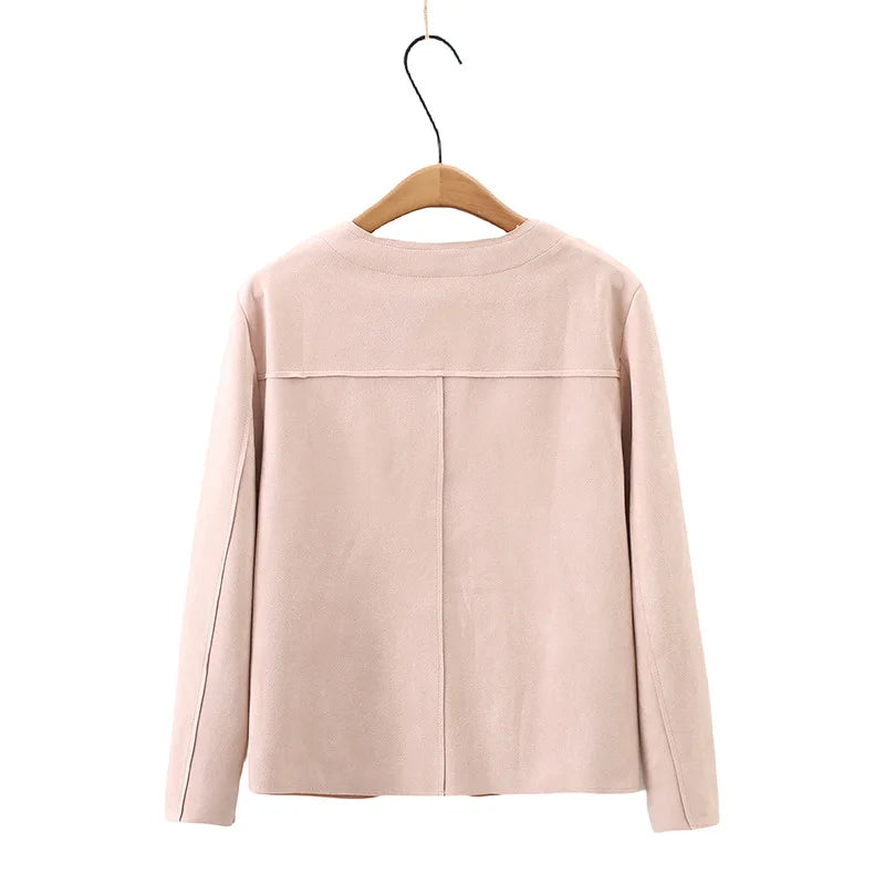 Womens Plus Size Stylish Suede Jacket Autumn Casual