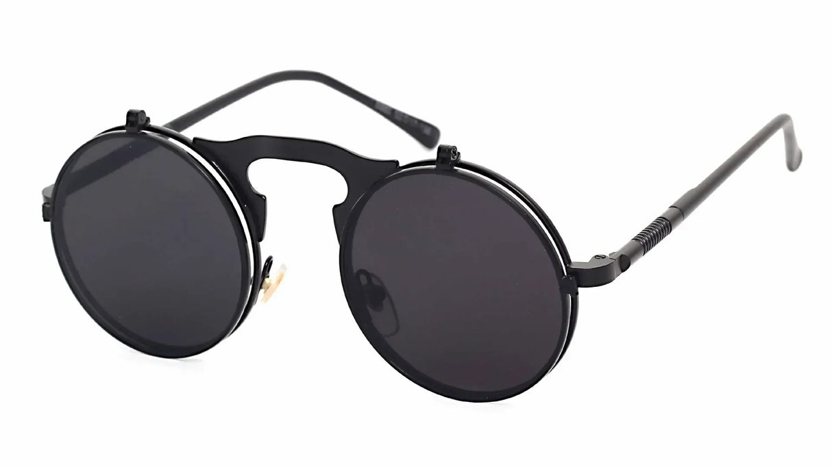 Metallic Retro Punk Steam Flap Vintage Sunglasses Personality