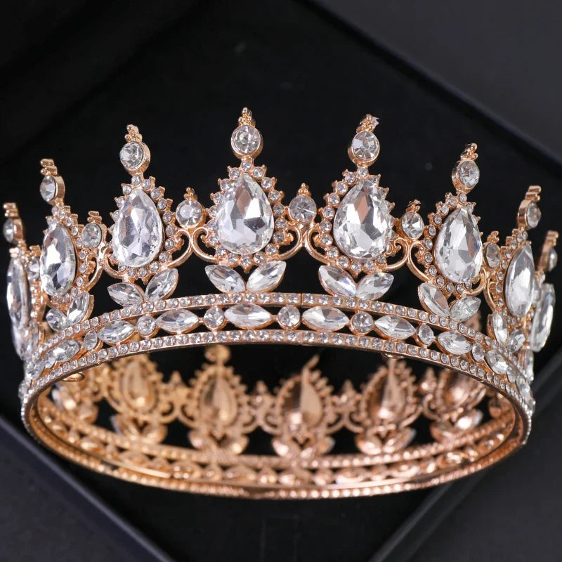 Crystal Rhinestone Round Crown Tiara Hair Jewelry Wedding