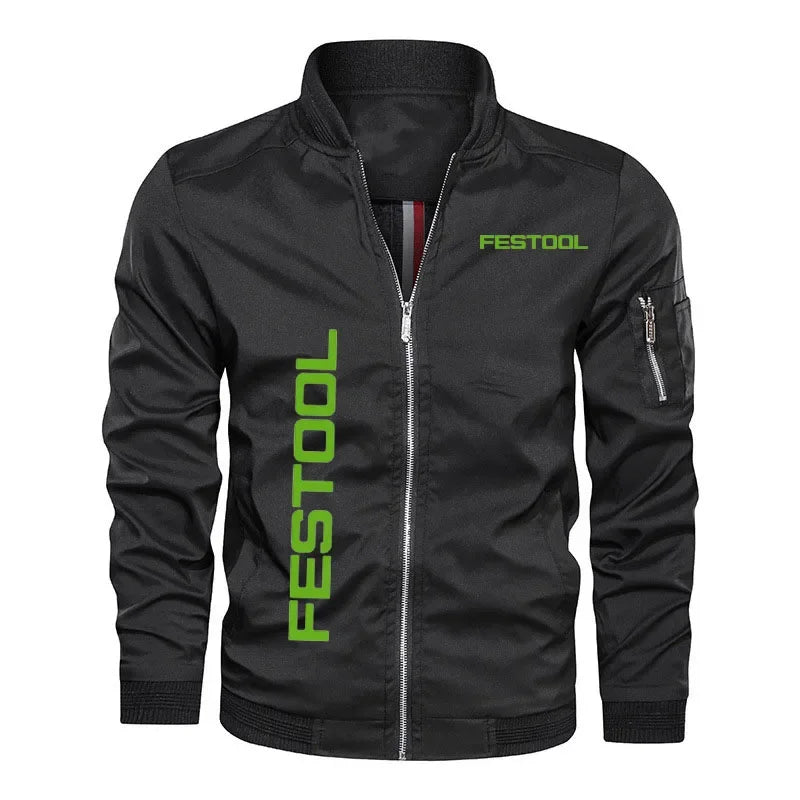 Hip-hop men's jacket Festool tools logo print New