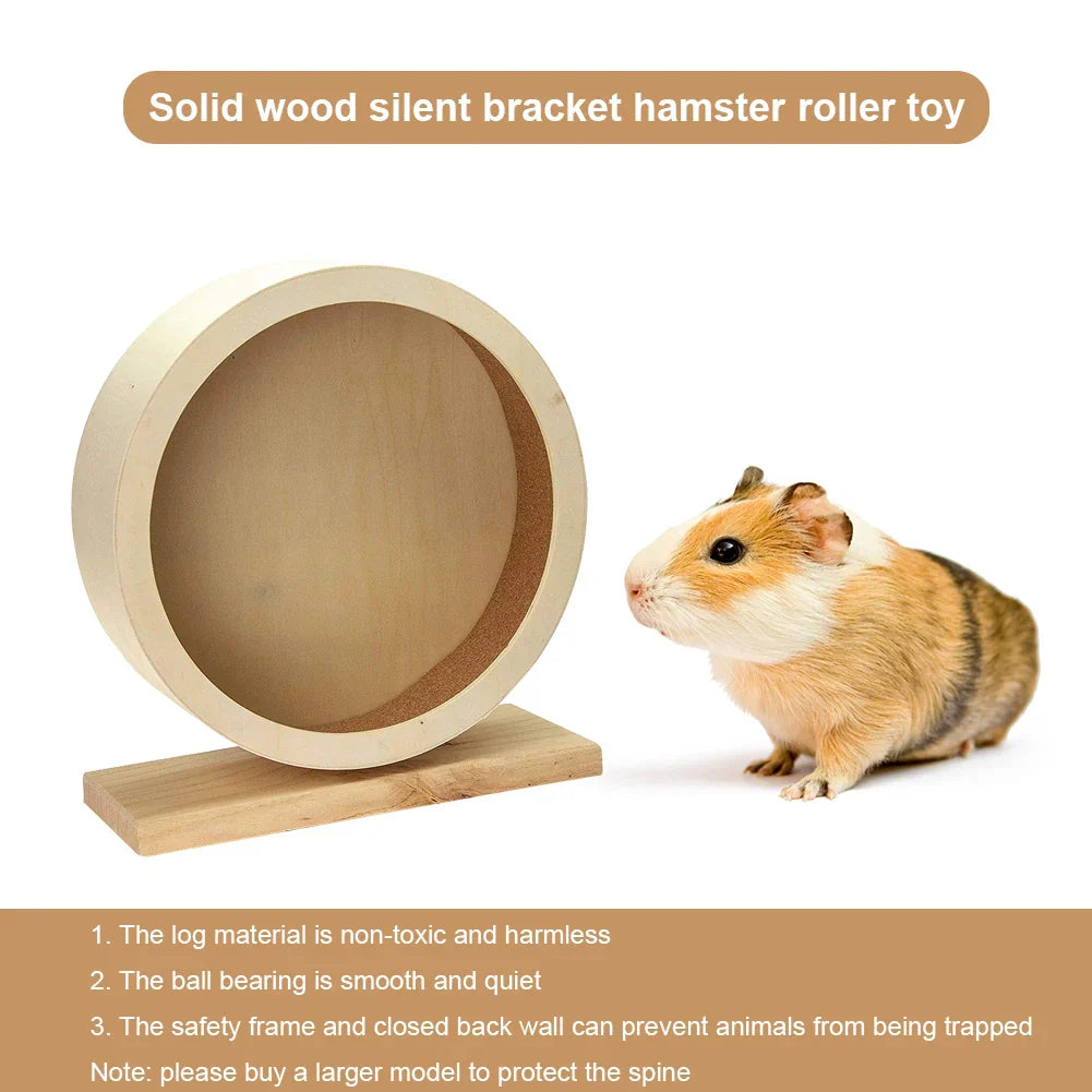 Hamster Roller Wheel Wood Silent Running Toy Mute