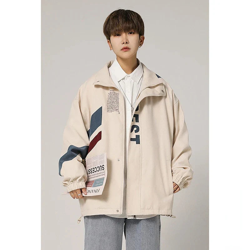 Men's New Bomber Jacket Letter Printed Outerwear Streetwear