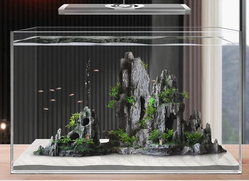 Large Resin Aquarium Fish Tank Mountain View Oranment