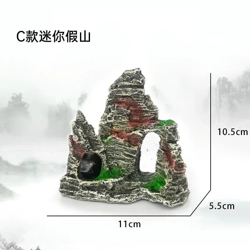 Mountain Landscape Architecture Aquarium Resin Decor Aquarium Rock