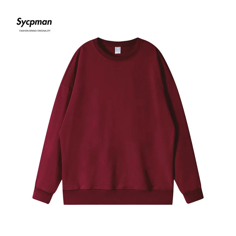 10.6oz 300gsm Cotton Pullover Sweater Men Solid Color