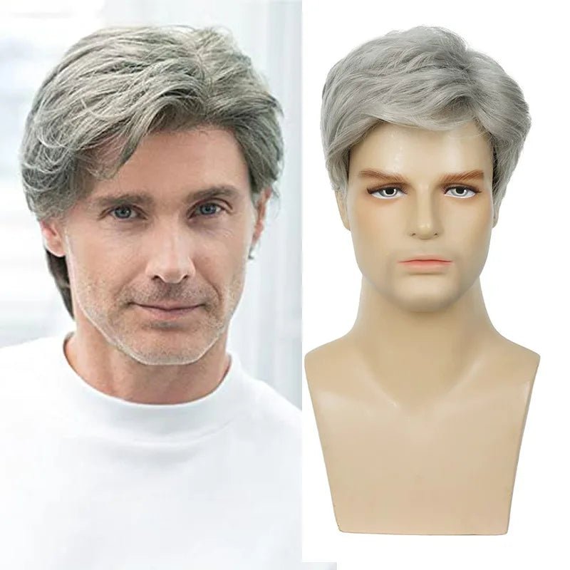 Men's wig 6 inches handsome shaggy short hair