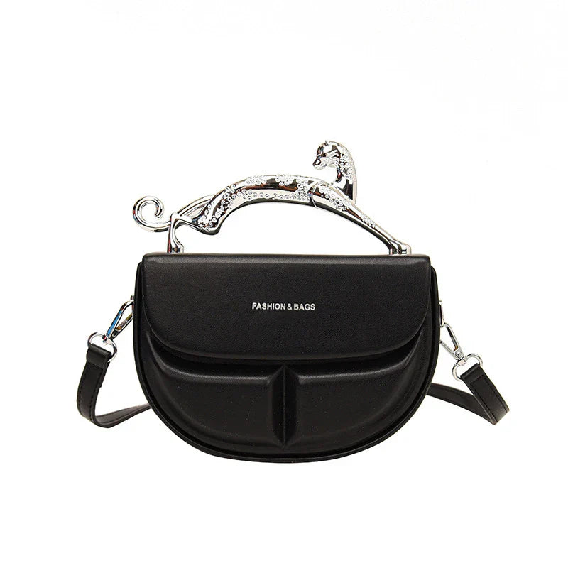 Solid Color Women's Luxury Handbags Cat Metal Handle