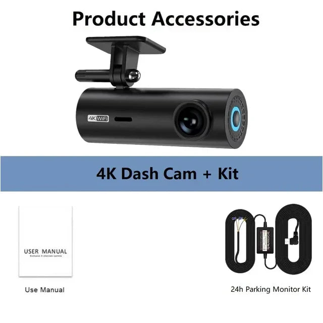 NMHJIE 4K Dash Cam WiFi UHD 3840*2160P Car