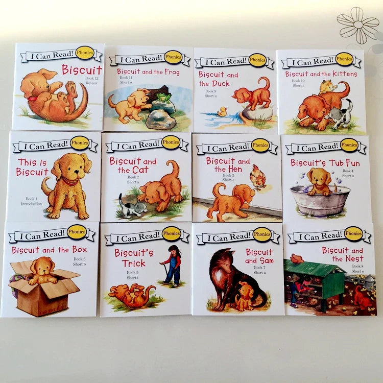 12Books/set Biscuit Series Phonics English Picture Books "I