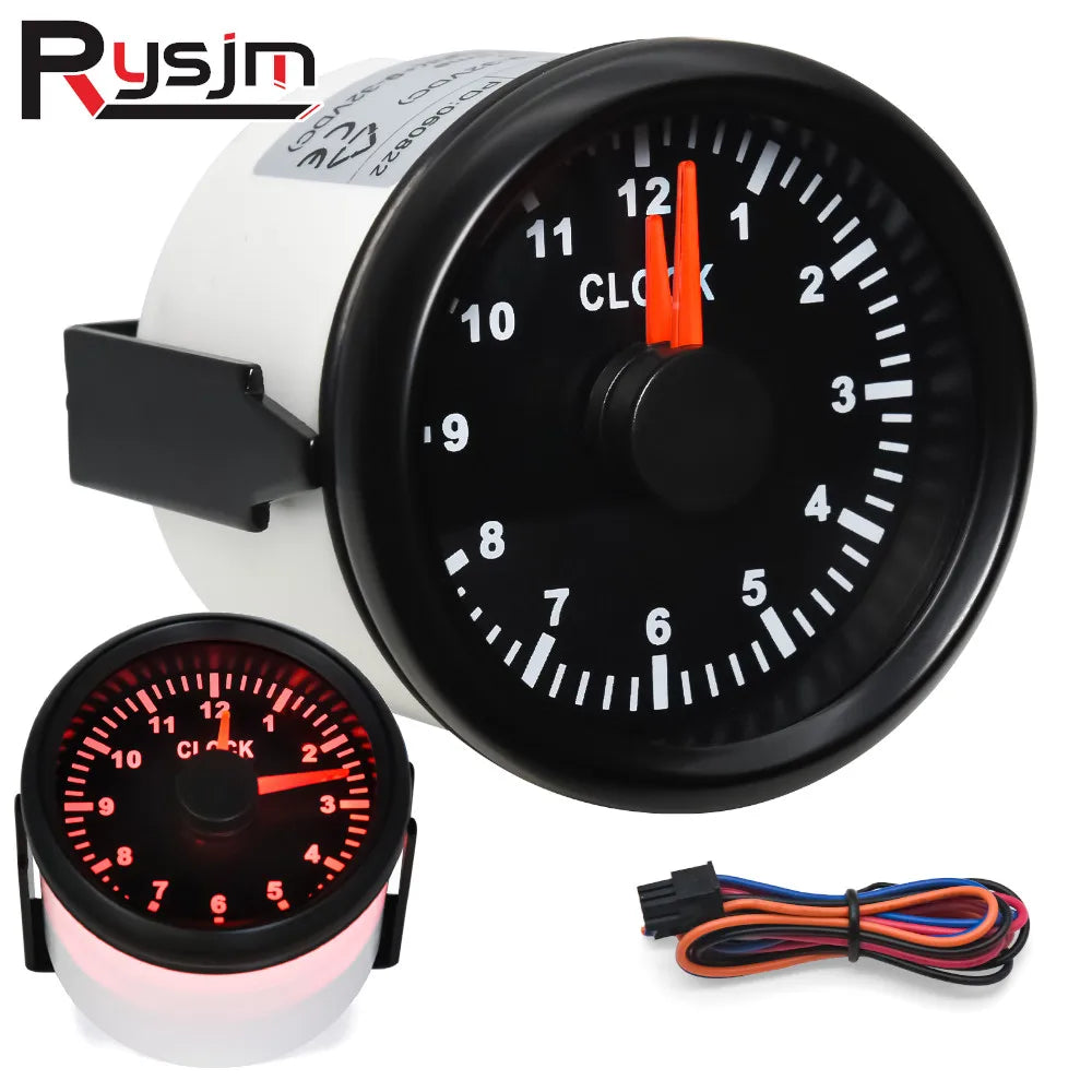 52mm Waterproof 12H Clock Gauge for Car/Boat 12V/24V