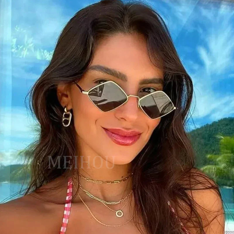 Hipster Polygon Women Sunglasses Irregular Vintage Small Frame