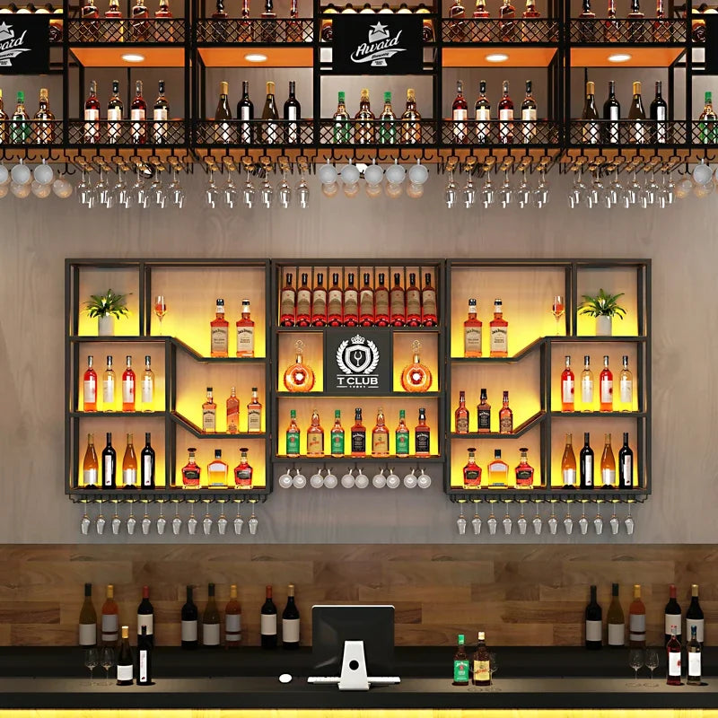 Metalic Wall Mounted Wine Cabinet Restaurant Patio Metalic