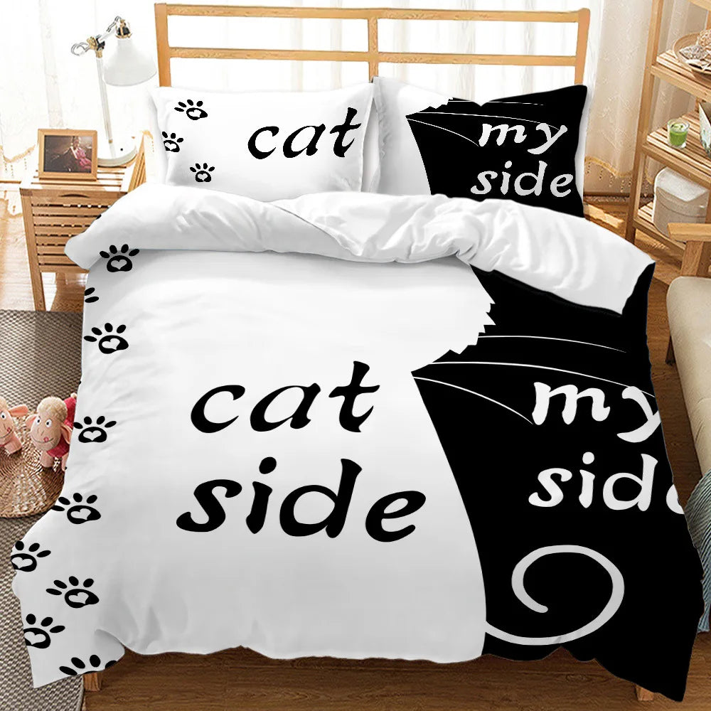 Couple/Lover White Black Luxury Bed Linen 2 People