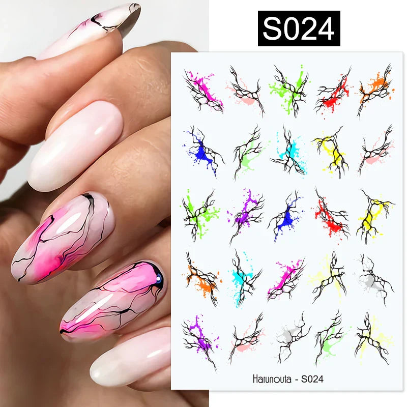 Purple Marble Nails Stickers Smoke Design Manicure Decals